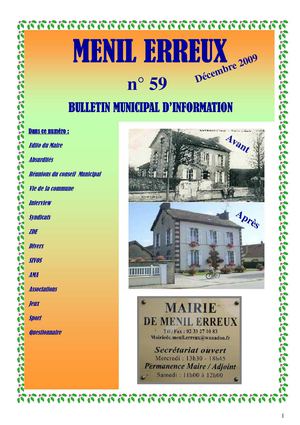 BULLETIN MUNICIPAL n°59 DECEMBRE 2009 Ménil Erreux