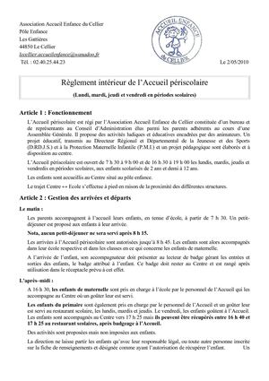 Règlement intérieur Périscolaire 2010 2011