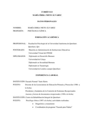 Currículo Mtra. Ma. Érika Nieto Álvarez