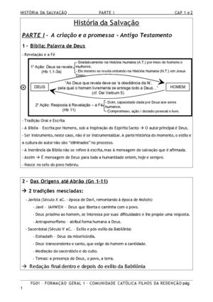 História da Salvação - Capítulos 1 e 2