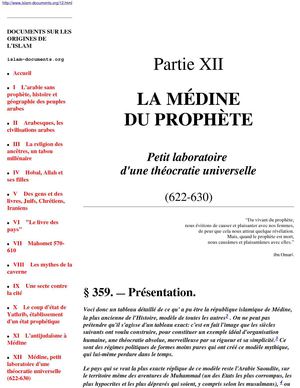 XII    Médine, petit laboratoire d'une théocratie universelle (622-630)