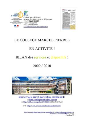 Bilan général 2009 / 2010 du collège Marcel Pierrel