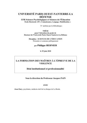 La formation des maîtres à la violence.