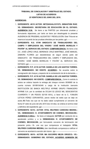 listas 25 de julio 2010