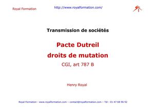 formation transmission entreprise pacte dutreil lbo familial