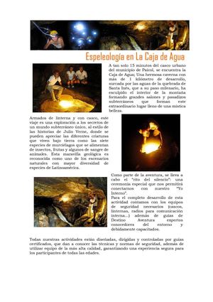 Espeleología Caja de Agua