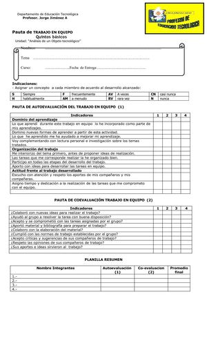 evaluacion trabajo de equipo