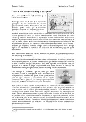 Las tareas motrices y la percepción