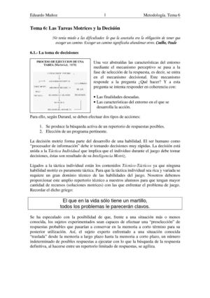 Las tareas motrices y la decisión