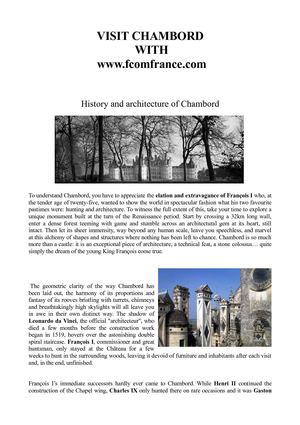 VISIT CHAMBORD WITH FCOMFRANCE