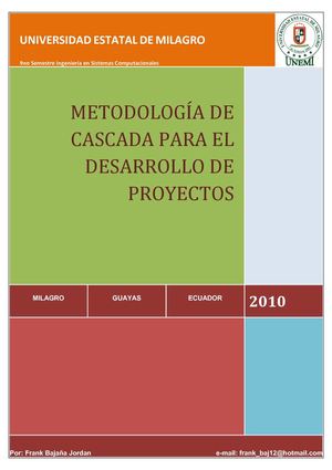METODOLOGIA DE CASCADA PARA EL DESARROLLO DE PROYECTOS