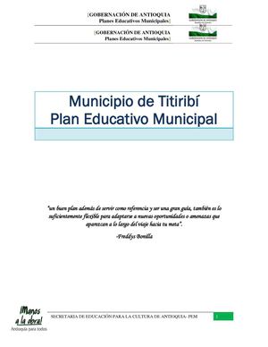 Plan Educativo Municipal - Titiribí- Antioquia