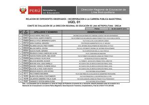 Publican relación de expedientes observados de postulantes del II al V Nivel de la CPM 