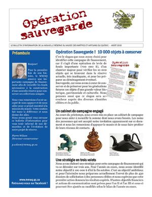 Bulletin Opération sauvegarde-numéro 1