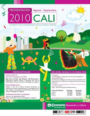 Programación de Recreación y Cultura Cali agosto - septiembre