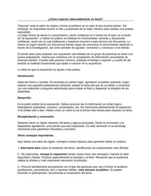 Cómo exponer adecuadamente un tema