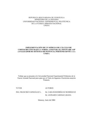 IMPLEMENTACIÓN DE UN MÓDULO DE CÁLCULO DE CORTOCIRCUITO BAJO LA NORMA ANSI PARA EL SOFTWARE ASP (ANALIZADOR DE SISTEMAS DE POTENCIA) PERTENECIENTE A LA UNEFA
