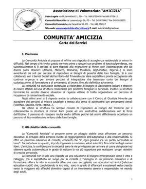 Carta dei Servizi Amicizia