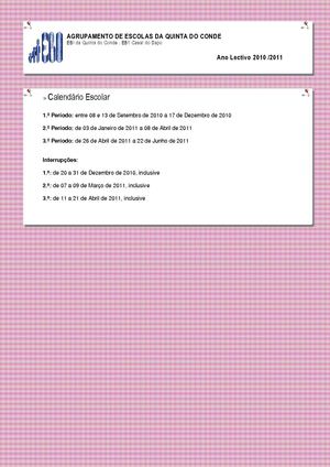 1. Calendário Escolar