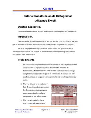 Tutorial para construir histograma en Excel 2003