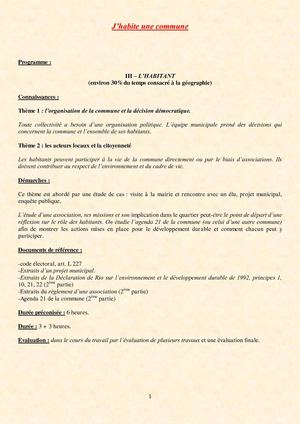 6ème - l'Habitant - J'habite dans une commune - cours intégral
