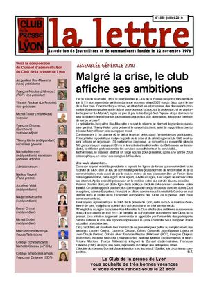 La Lettre du Club de la presse de Lyon (juillet/août 2010)