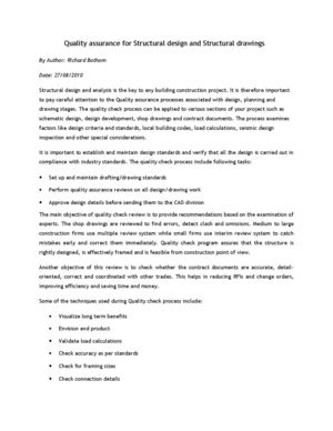 Quality assurance for Structural design and Structural drawings