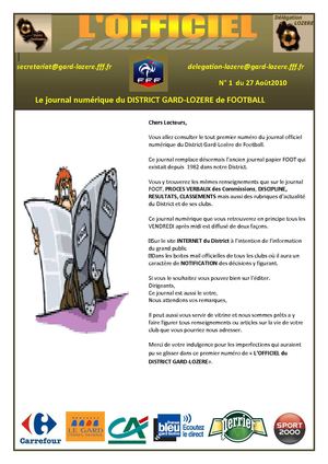 Officiel N° 1 du 27 Août 2010