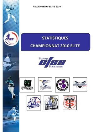 Statistiques Championnat de France Elite de Baseball au 4 août 2010