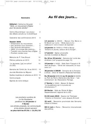 "Vie Diocésaine" n°1 du 10/1/2010 journal du diocèse d'Orléans