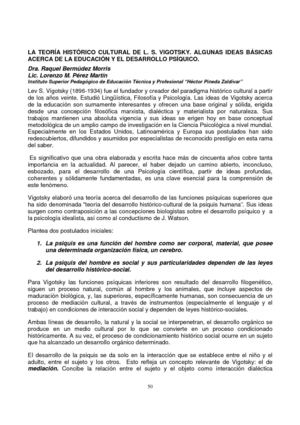 La teoría histórico cultural de LS Vigotsky