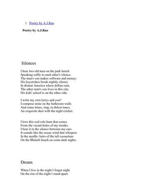 Poetry by A.J.Rao Volume 1