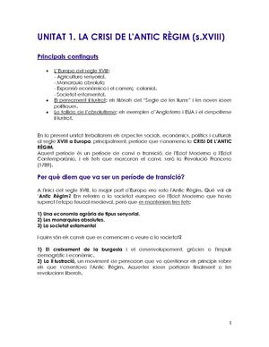 Unitat 1.Crisi antic Règim