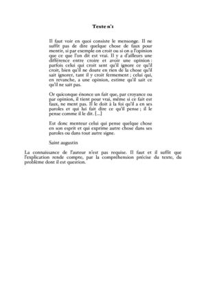 Texte de Saint Augustin sur le mensonge