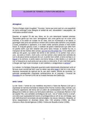 glossari termes medievals