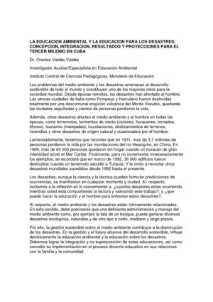 Educación ambiental y ed. para desastres