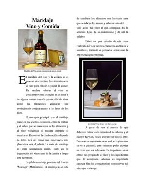 Maridaje del Vino y la Comida