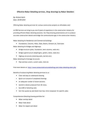 Rebar Detailing services, Rebar Shop drawing samples
