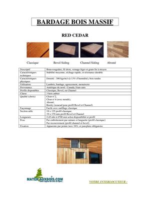 FICHE BARDAGE RED CEDAR