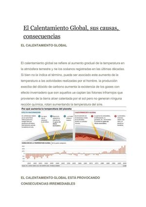 El Calentamiento Global, sus causas, consucuencias