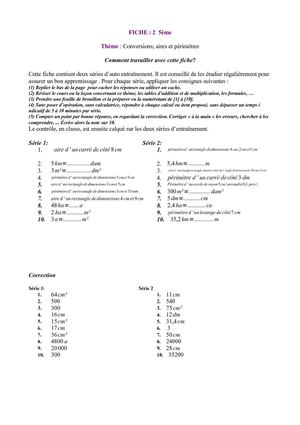 calcul mental fiche 2 5ème
