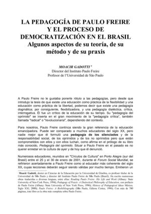 La pedagogía de Paulo Freire y el proceso de democratización en el Brasil 