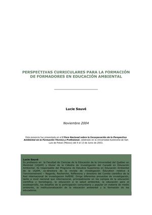 Perspectivas curriculares para la formación de formadores en educación ambiental 