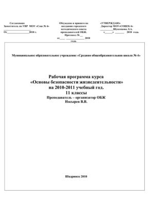 Рабочая программа по ОБЖ 11 класс