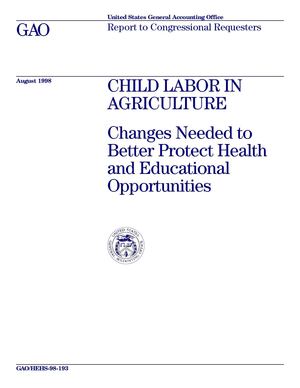GAO Report on Child Labor in U.S. agriculture 1998