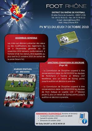 PV 13 du jeudi 7 octobre 2010