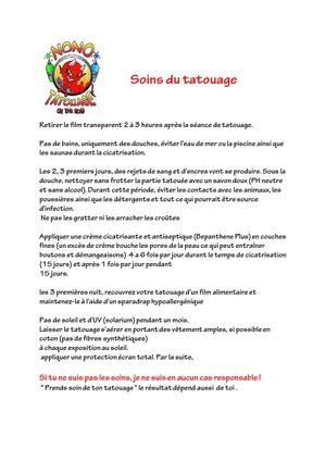 Soins du tatouage
