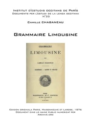 Camille CHABANEAU - Grammaire limousine