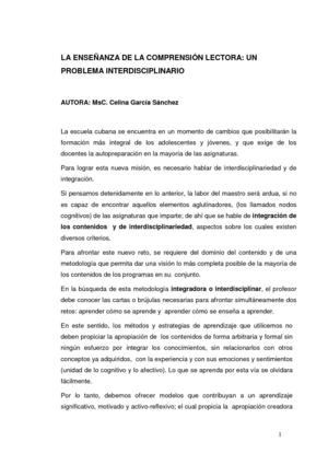 LA ENSEÑANZA DE LA COMPRENSIÓN LECTORA_ UN PROBLEMA INTERDISCIPLINARIO