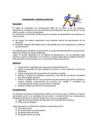 CONSIDERE CONSECUENCIAS